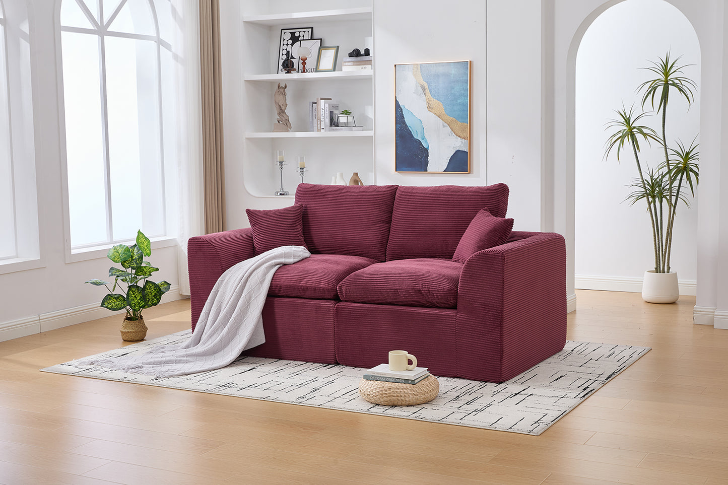 Comfy Cloud Modern Sofa – 2-Seater with Removable Covers | No Assembly, Corduroy Fabric, 8 Colors