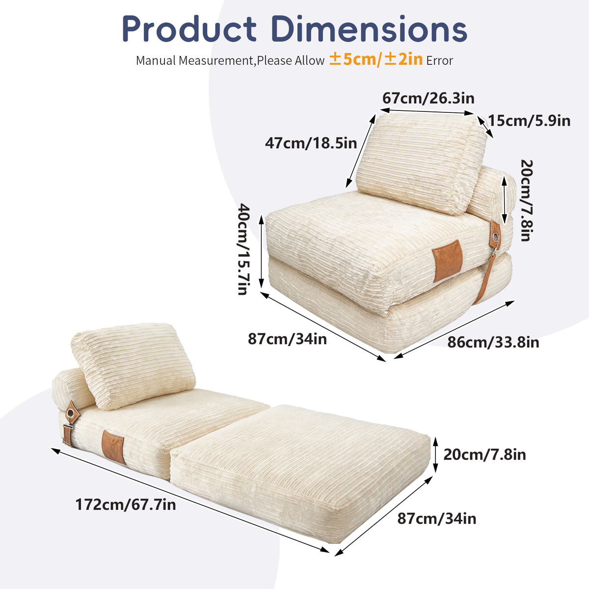 Lazy Sofa Bean Bag Chair – Folding Sofa Bed, Convertible Lounge Chair