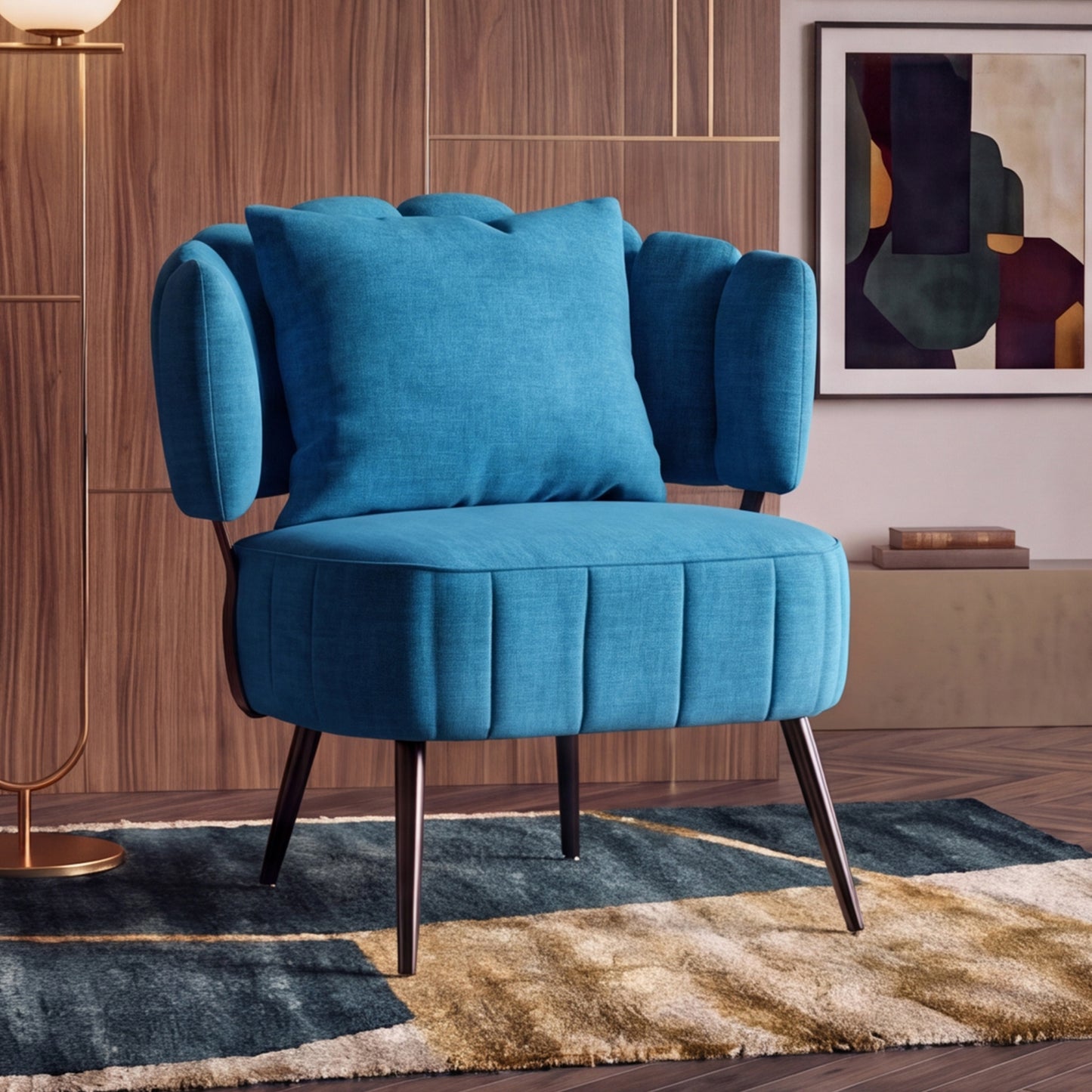Decorative Armchair with Spring Seat Cushion Slipcover | Chenille Living Room Tub Chair – Green/Yellow/Orange/Blue