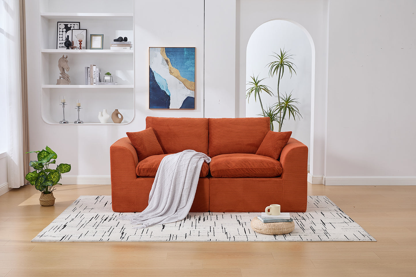 Comfy Cloud Modern Sofa – 2-Seater with Removable Covers | No Assembly, Corduroy Fabric, 8 Colors