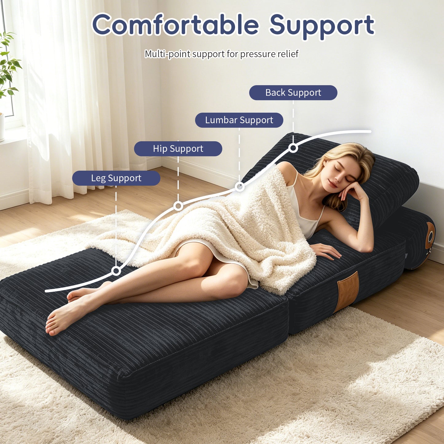 Lazy Sofa Bean Bag Chair – Folding Sofa Bed, Convertible Lounge Chair