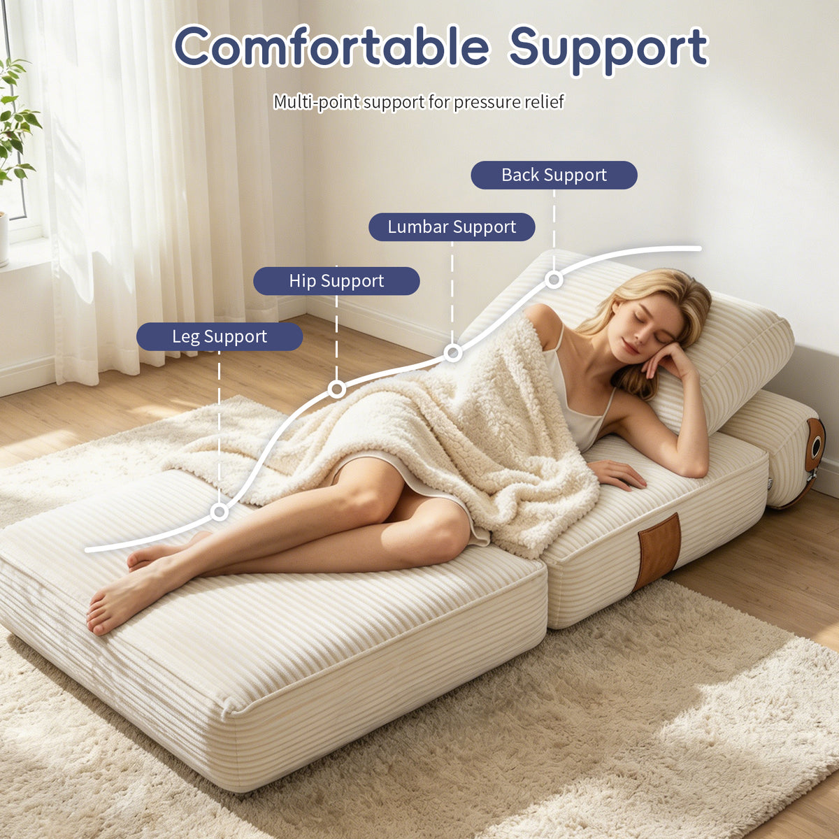Lazy Sofa Bean Bag Chair – Folding Sofa Bed, Convertible Lounge Chair
