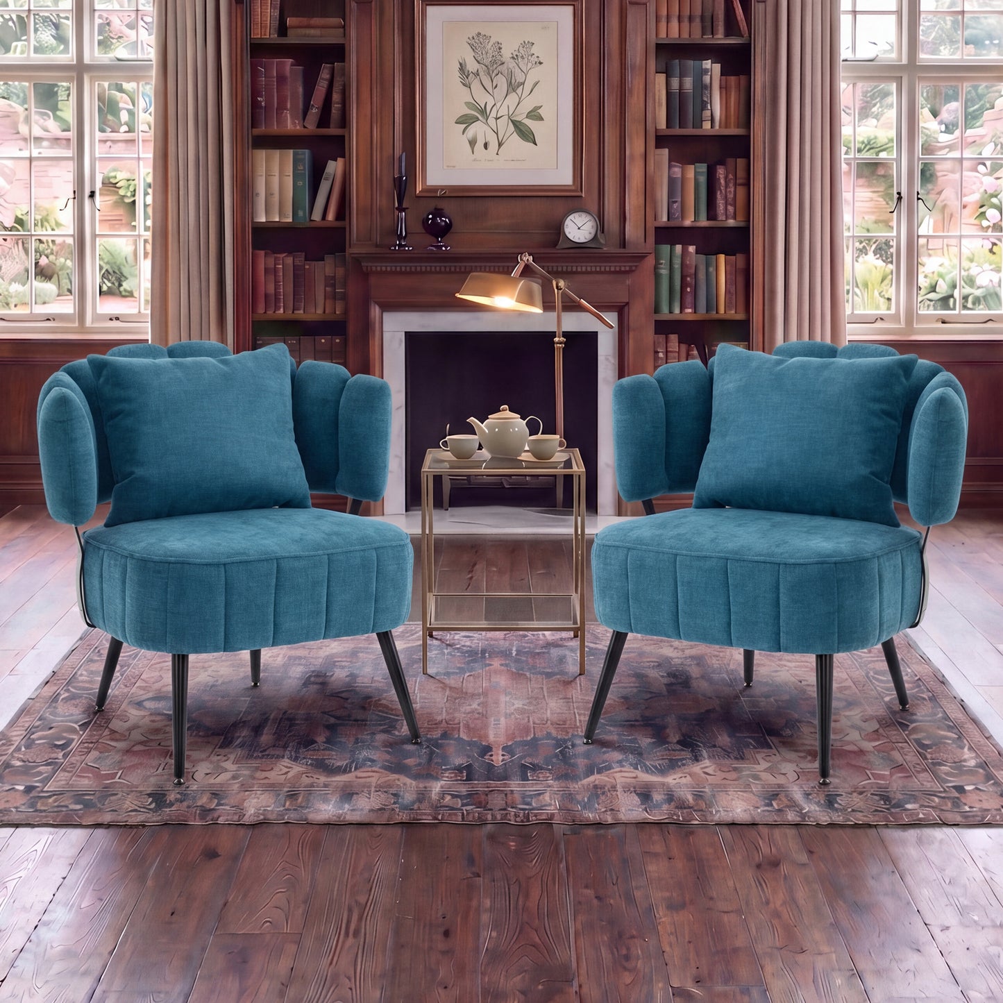 Decorative Armchair with Spring Seat Cushion Slipcover | Chenille Living Room Tub Chair – Green/Yellow/Orange/Blue