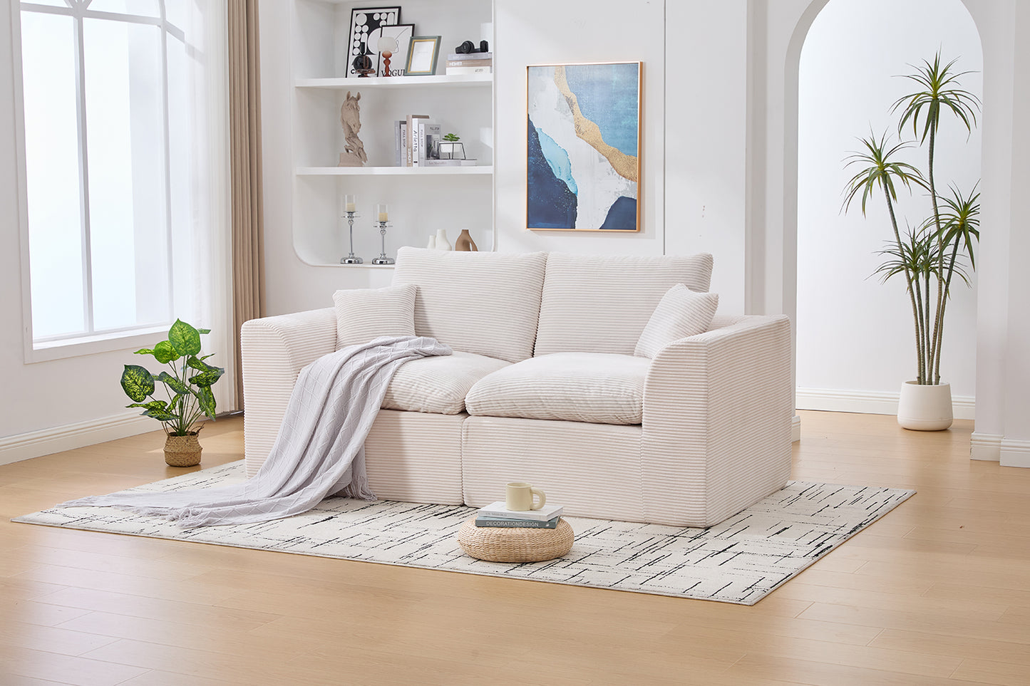 Comfy Cloud Modern Sofa – 2-Seater with Removable Covers | No Assembly, Corduroy Fabric, 8 Colors