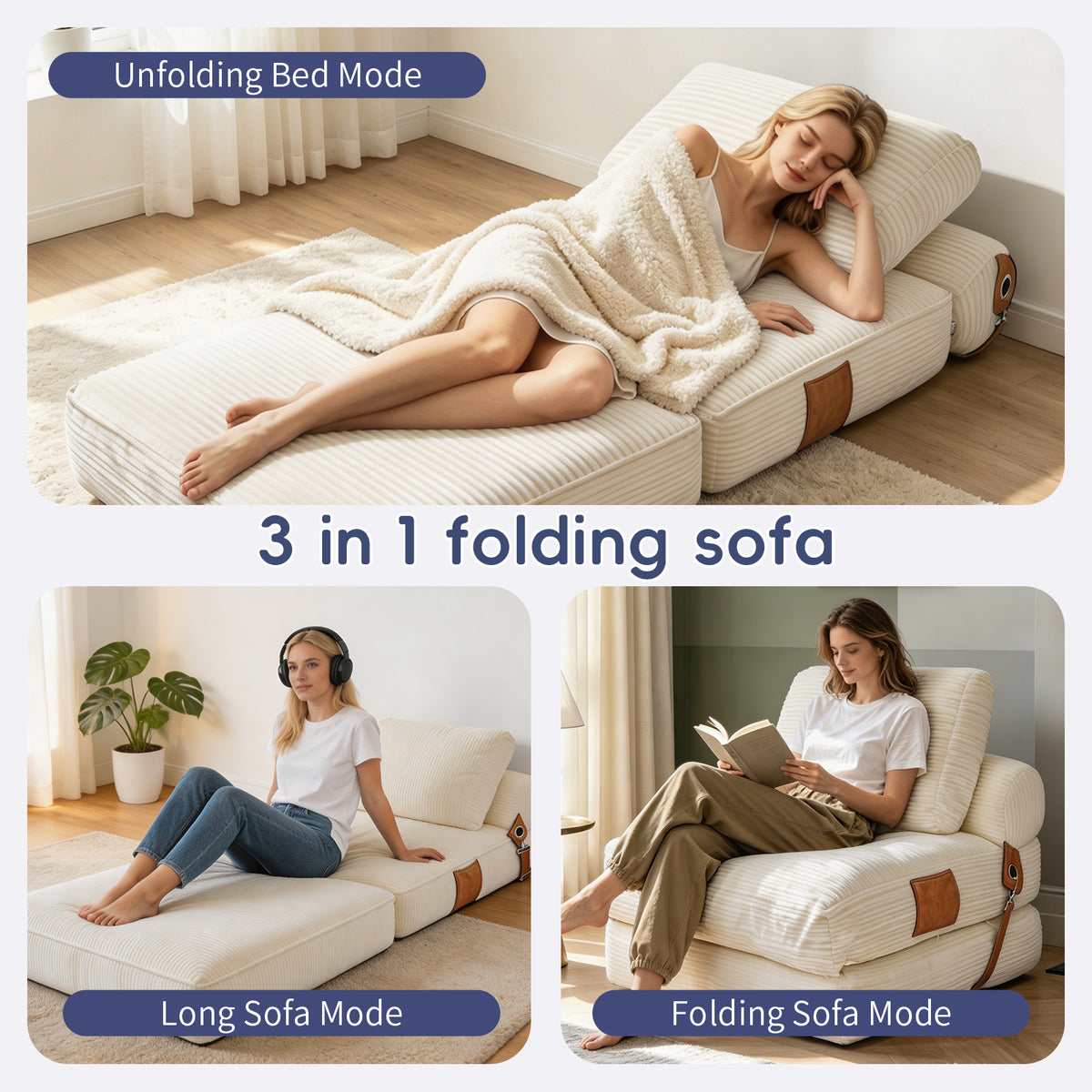 Lazy Sofa Bean Bag Chair – Folding Sofa Bed, Convertible Lounge Chair
