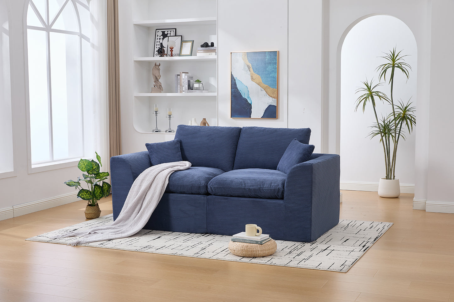 Comfy Cloud Modern Sofa – 2-Seater with Removable Covers | No Assembly, Corduroy Fabric, 8 Colors