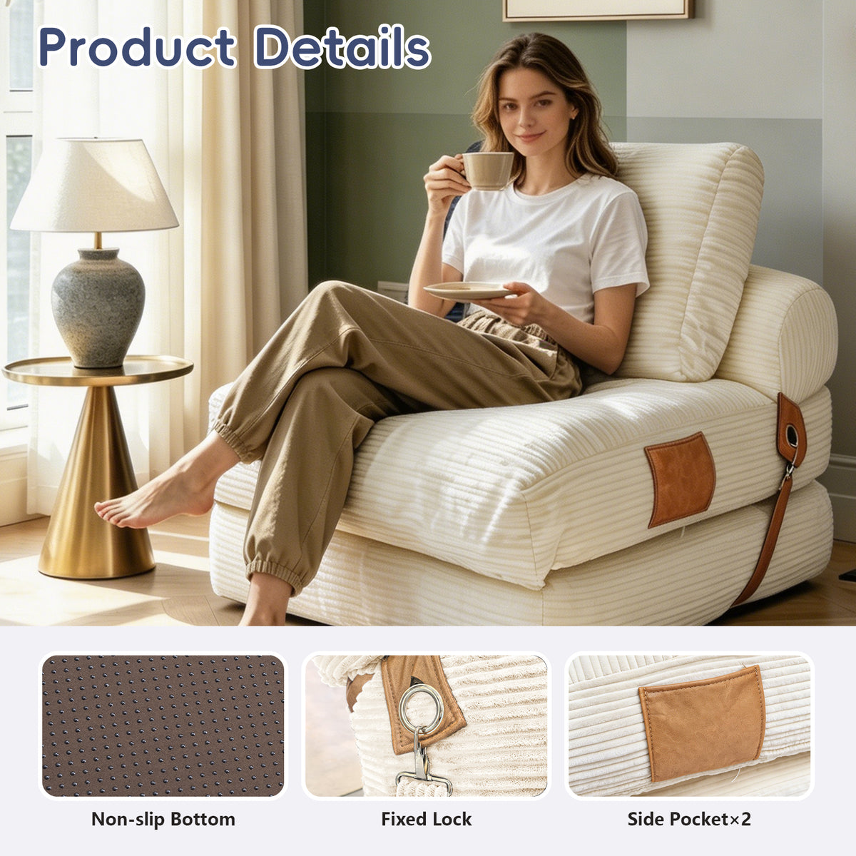 Lazy Sofa Bean Bag Chair – Folding Sofa Bed, Convertible Lounge Chair