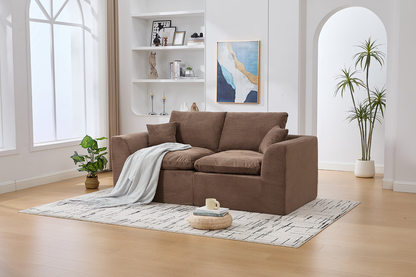 Comfy Cloud Modern Sofa – 2-Seater with Removable Covers | No Assembly, Corduroy Fabric, 8 Colors