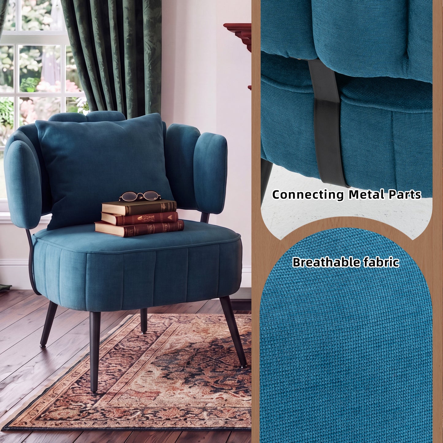 Decorative Armchair with Spring Seat Cushion Slipcover | Chenille Living Room Tub Chair – Green/Yellow/Orange/Blue