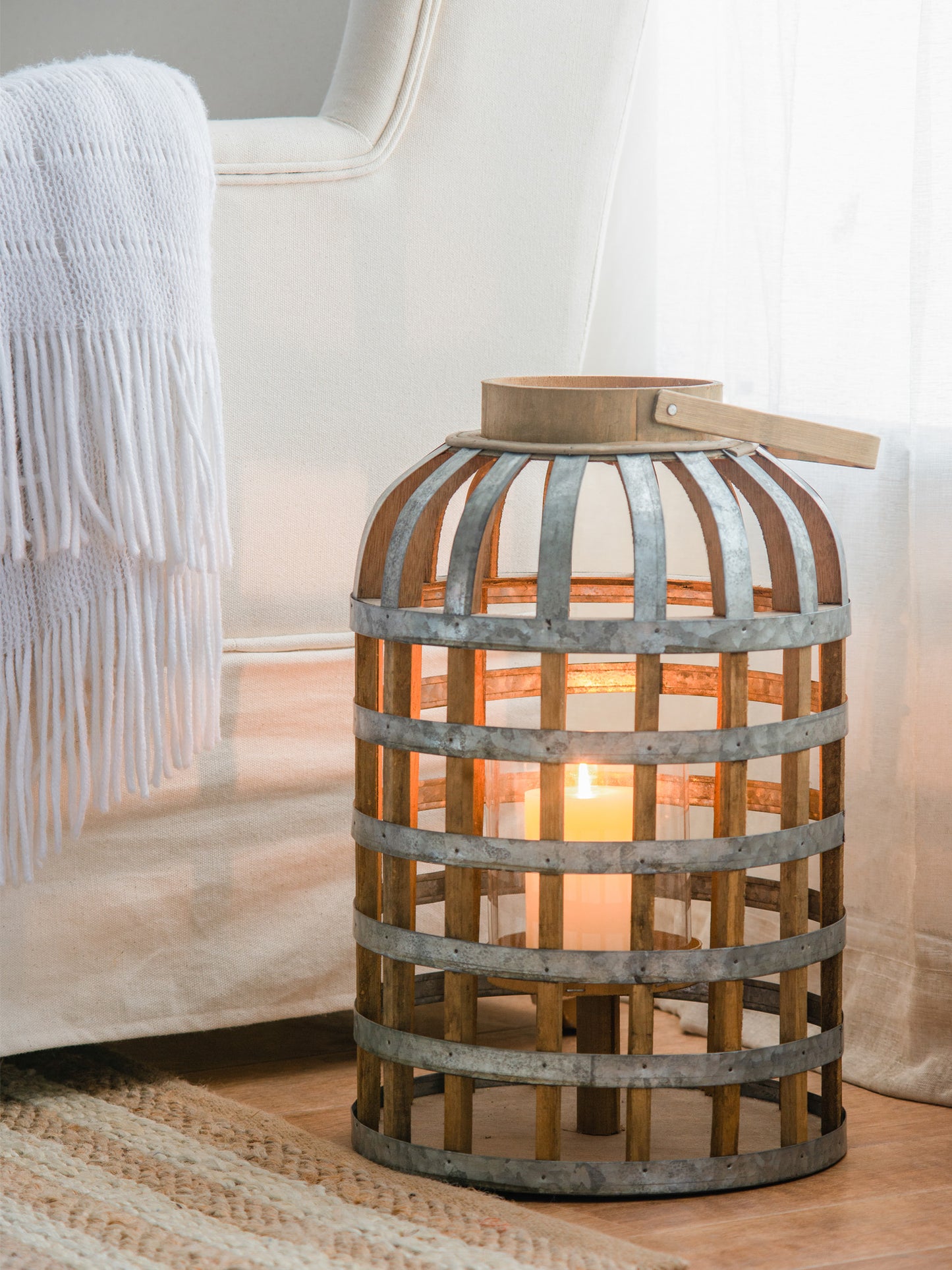 Decorative Wooden Lantern with Handle - For Indoor, Outdoor, Home, Garden & Wedding