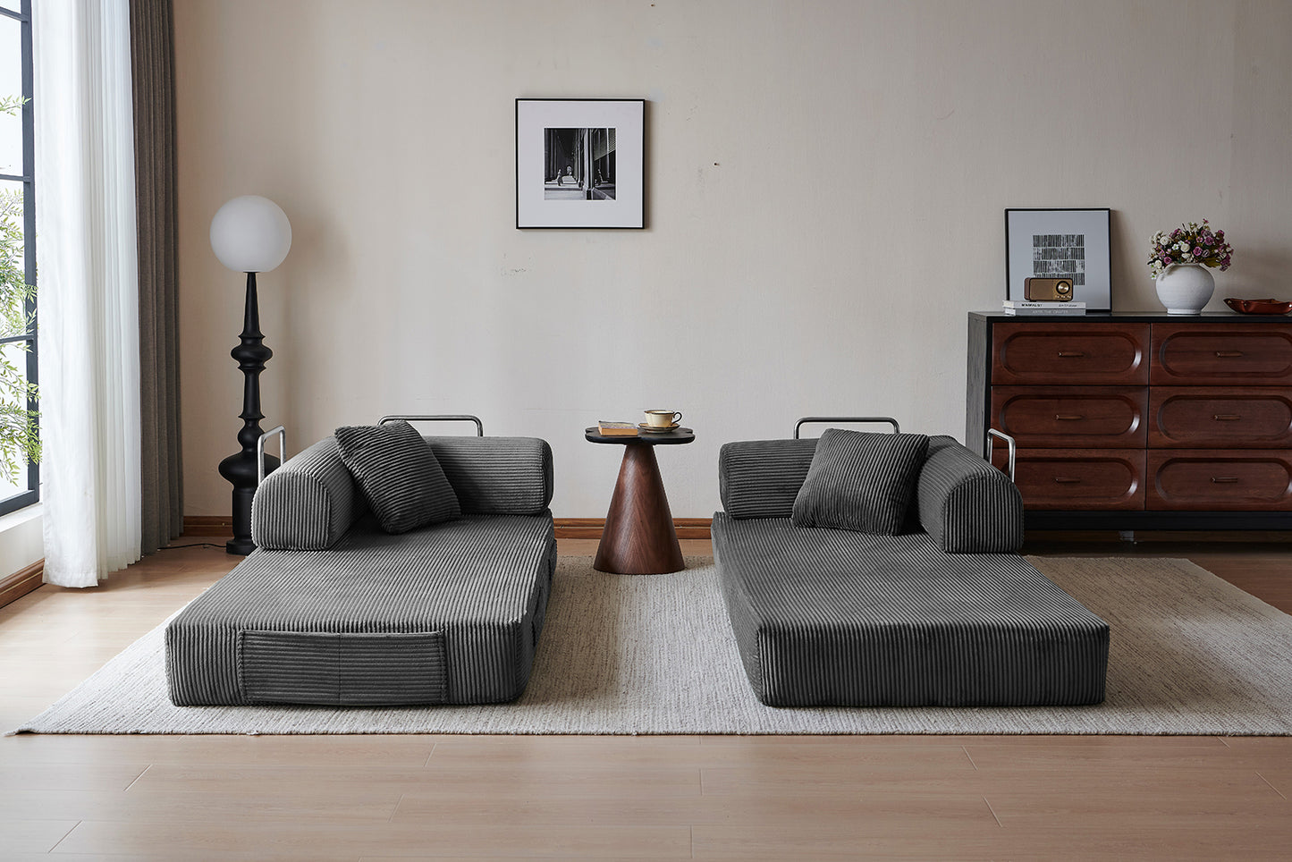 Convertible Floor Sofa Bed – Pillow Back Support, Armrest Loveseat, Boneless Couch Sleeper