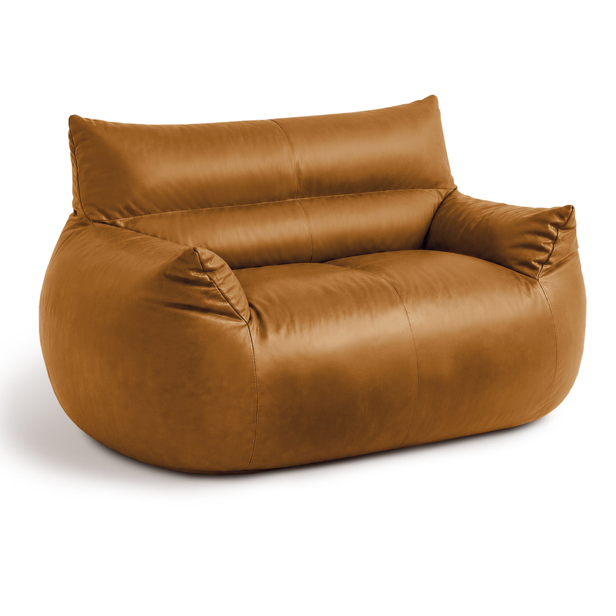 Tech Fabric Bean Bag Loveseat Sofa – Faux Leather Appearance, Ergonomic Curve, No Assembly