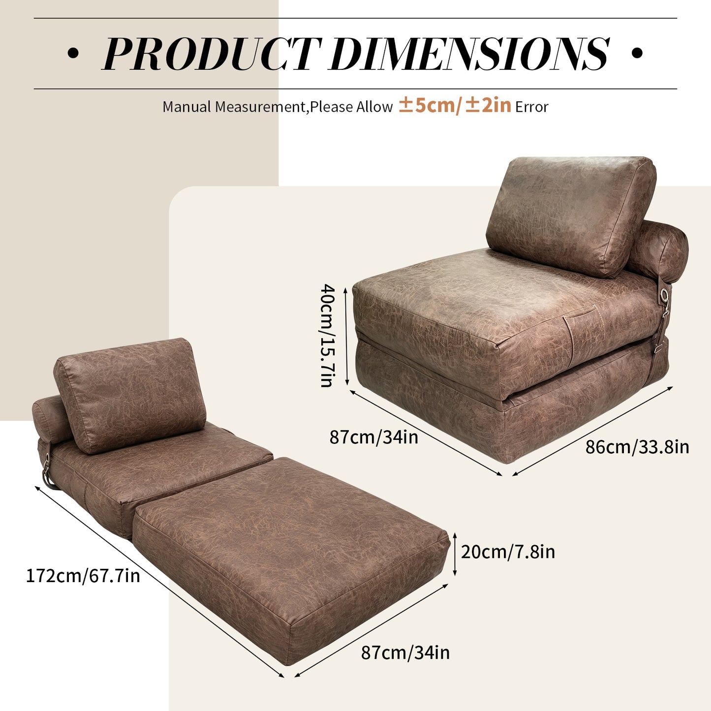 Lazy Sofa Bean Bag Chair – Folding Sofa Bed, Convertible Lounge Chair