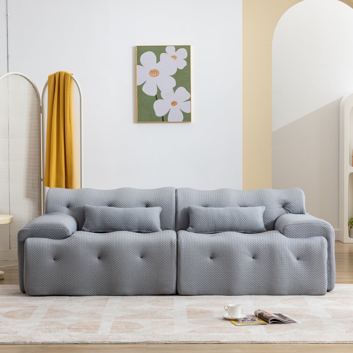 Modern Living Room Lounge: Large 2 - Seater Pure Foam Comfy Sofa Couch
