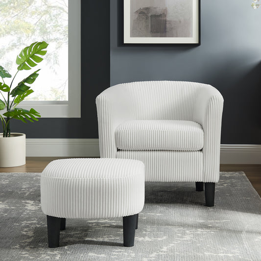 Modern Upholstered Arm Chair with Ottoman: Corduroy for Living Room 4 Colors