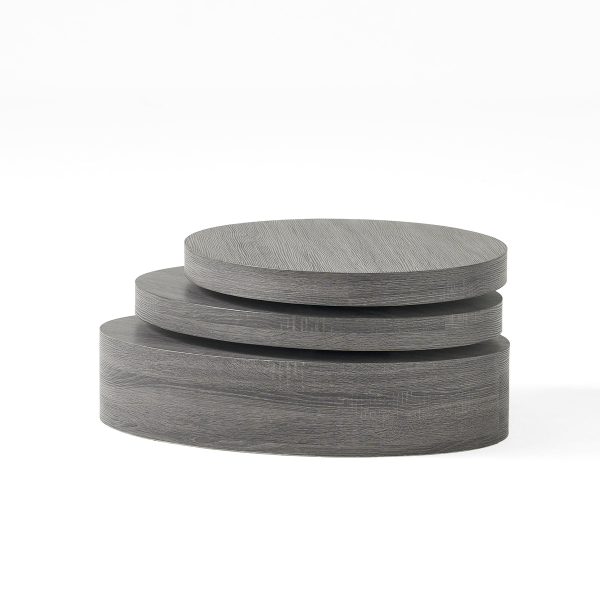 Modernesque Rotating Coffee Table – Oval Mod Coffee Table with 3 Surfaces, Matte Black