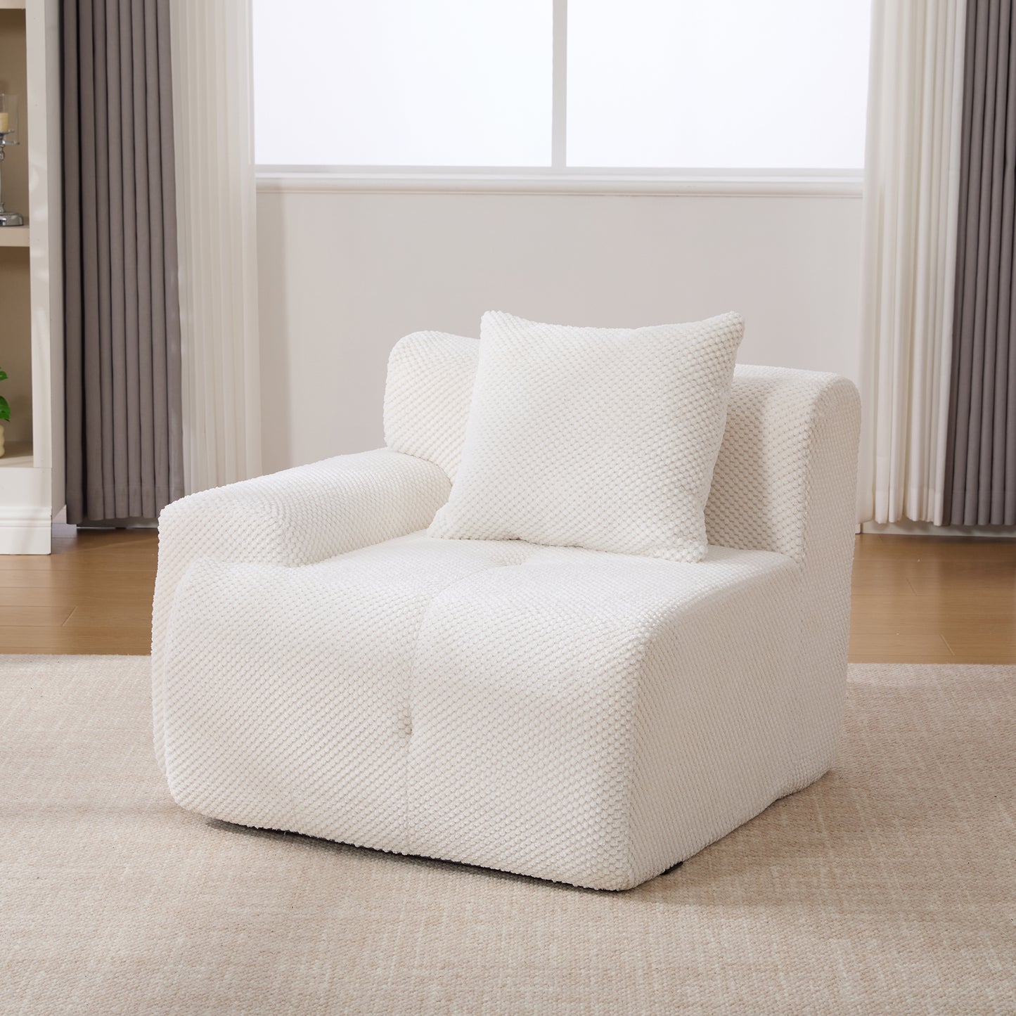 ModernModular  Loveseat  Sofa L Shape Sectional Sofa  , 2-4-6 Seater Tufted Comfy Cloud Tufted Floor Convertible Couch with 2 Pillows