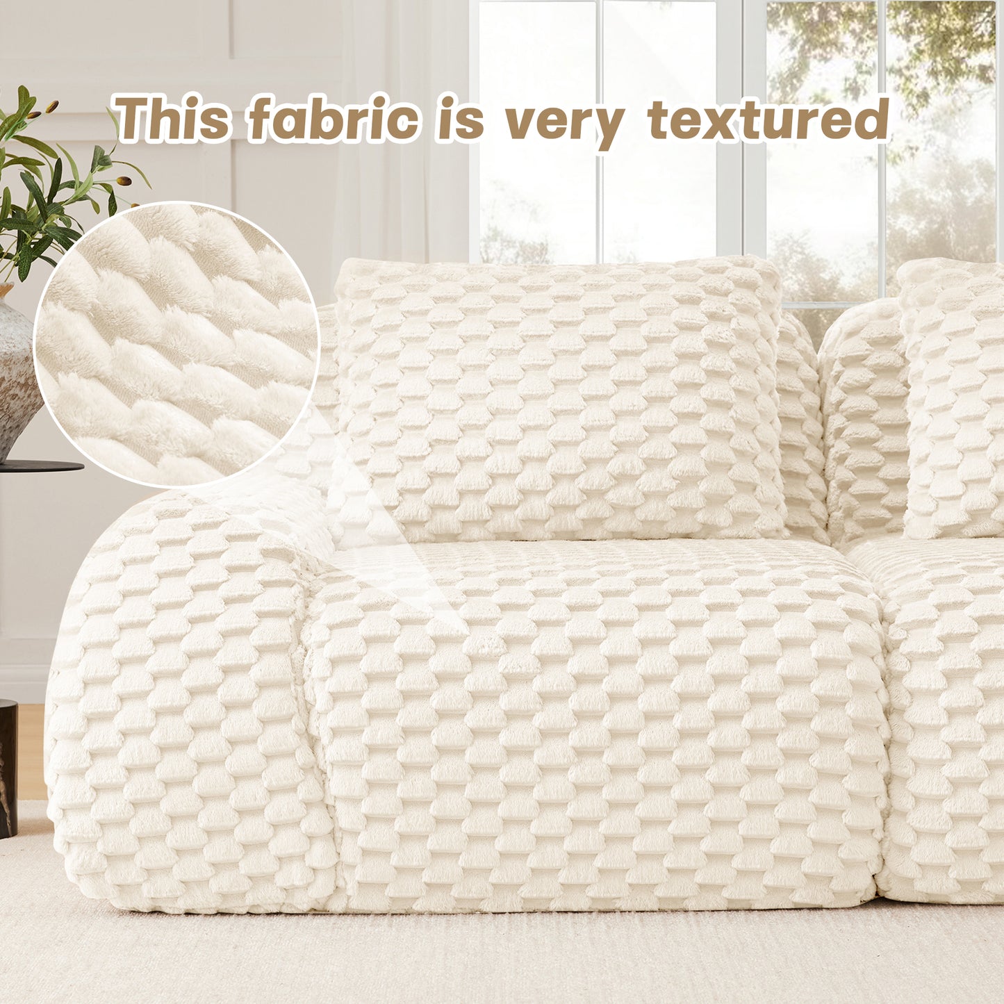 Modular Sectional Sofa for Living Room,Flannelette Fabric,Oversized 2-4 Seater Couch,Deep Seat,Boneless sofa