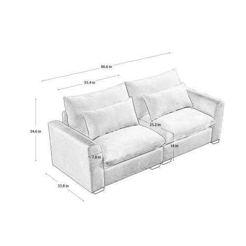 Corduroy Deep Seat Accent Chair & Loveseat Sofa & 3 Seaters & 4 Seaters Couches – Modular Sofa Collection