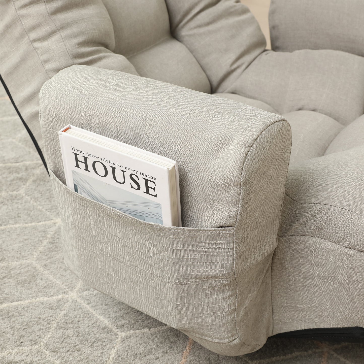 360° Adjustable Lounge Chair with Head &amp; Waist Support – 5-Angle Recliner with Ottoman, Solid Steel Frame