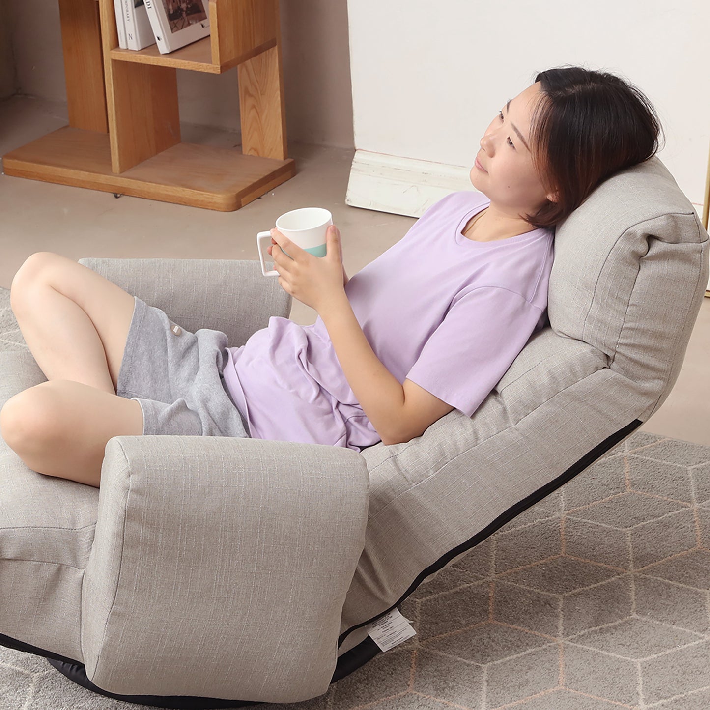 360° Adjustable Lounge Chair with Head &amp; Waist Support – 5-Angle Recliner with Ottoman, Solid Steel Frame