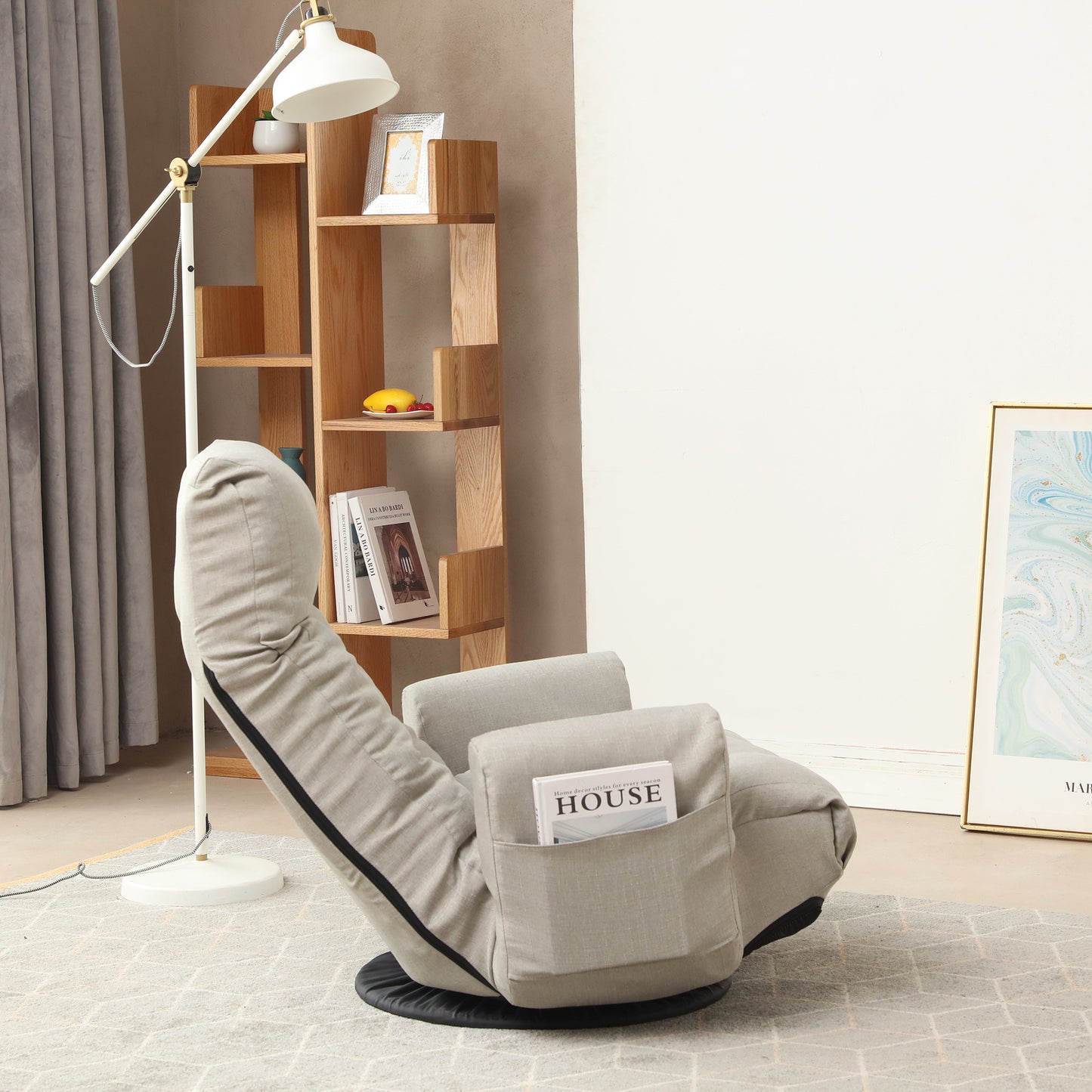 360° Adjustable Lounge Chair with Head &amp; Waist Support – 5-Angle Recliner with Ottoman, Solid Steel Frame