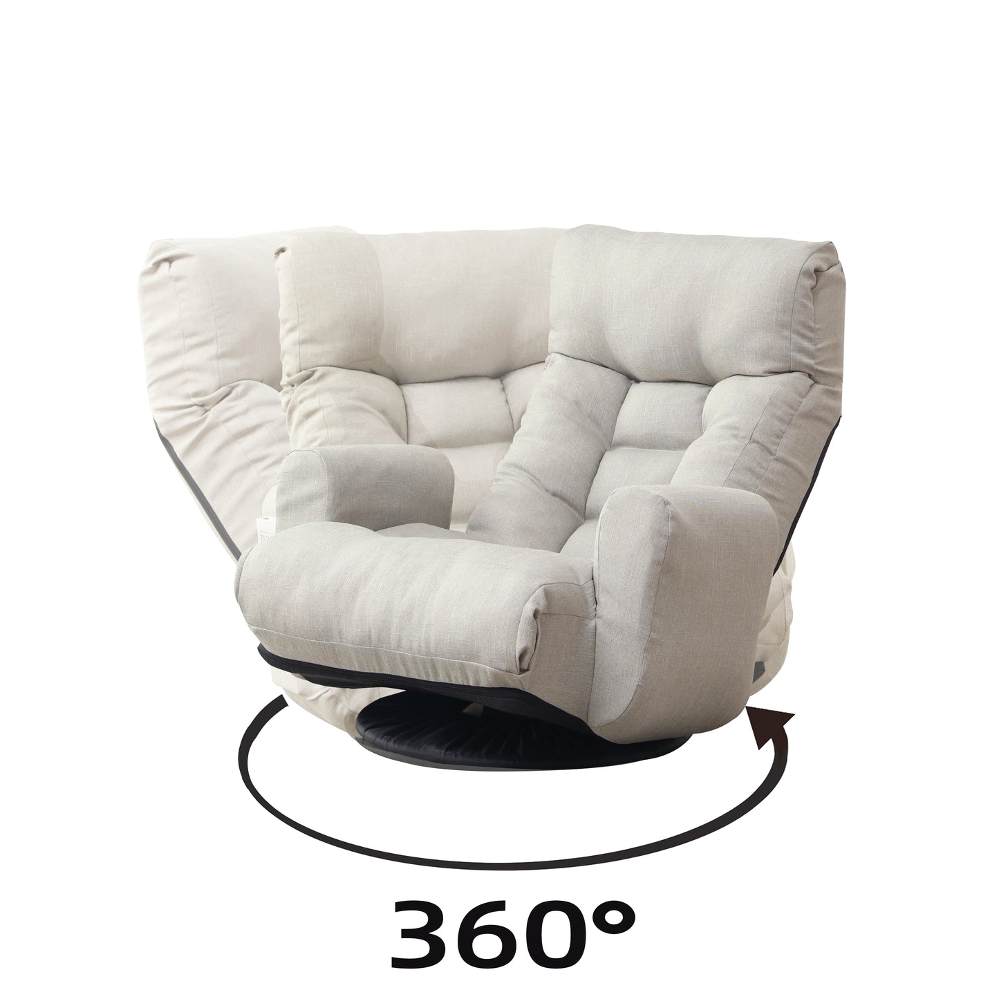 360° Adjustable Lounge Chair with Head &amp; Waist Support – 5-Angle Recliner with Ottoman, Solid Steel Frame