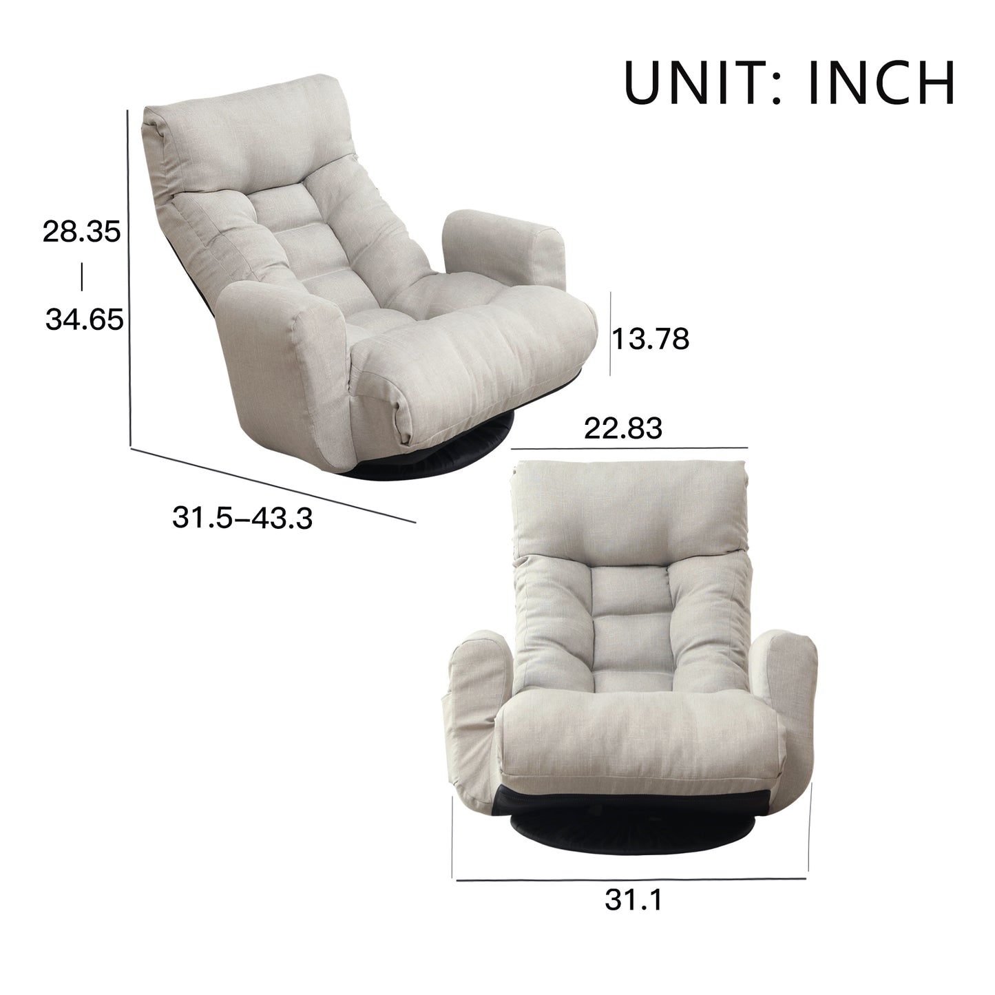 360° Adjustable Lounge Chair with Head &amp; Waist Support – 5-Angle Recliner with Ottoman, Solid Steel Frame