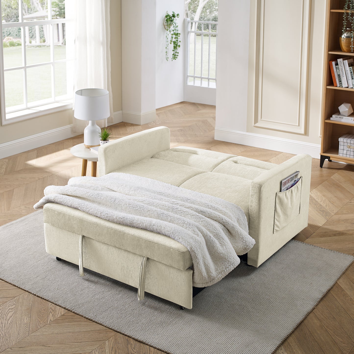 Loveseats Sofa Bed: Pull - out Bed, Adjustable Back, 2 Colors