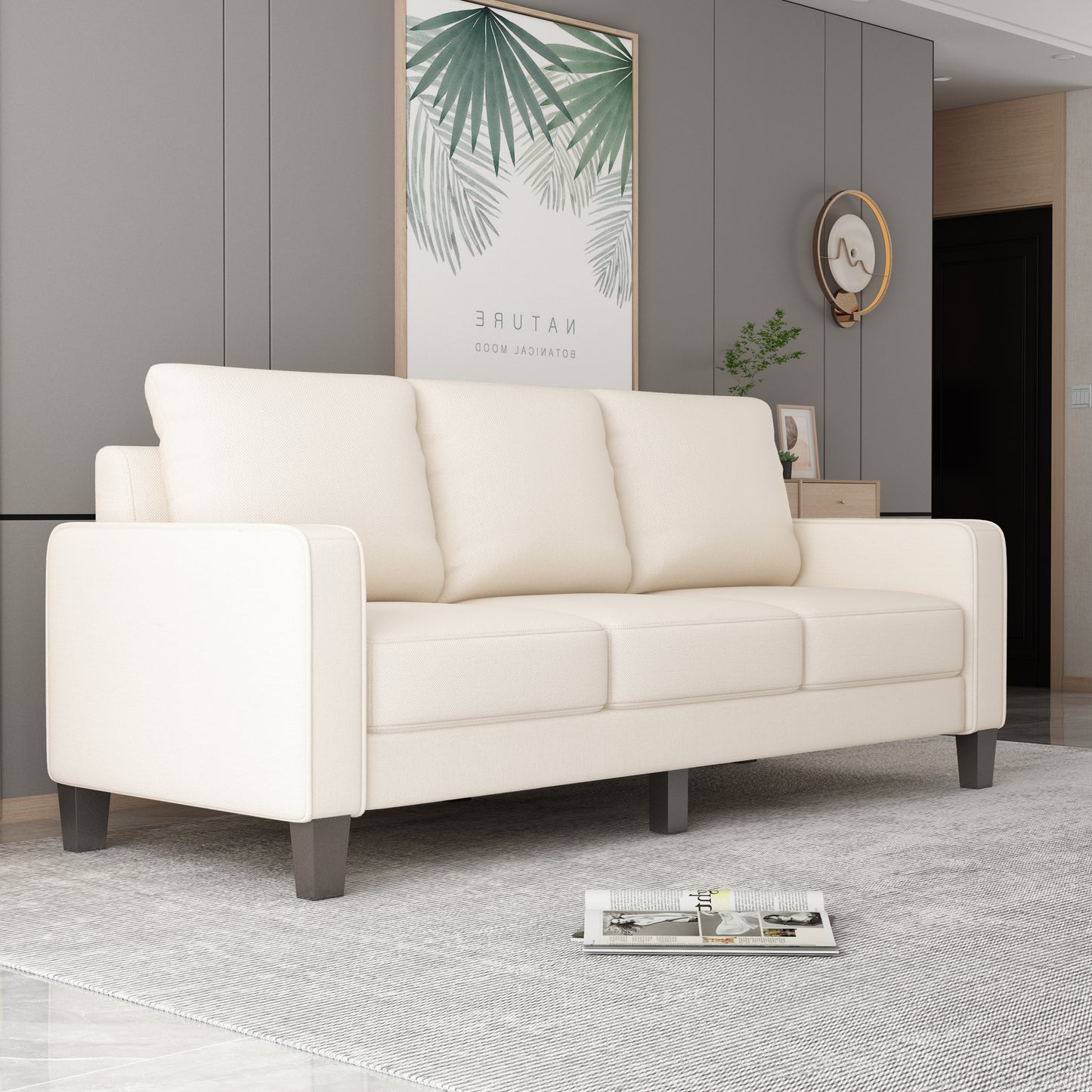 Modern Beige Fabric Sofa: 2 - 3 - 5 Seater for Living Spaces"