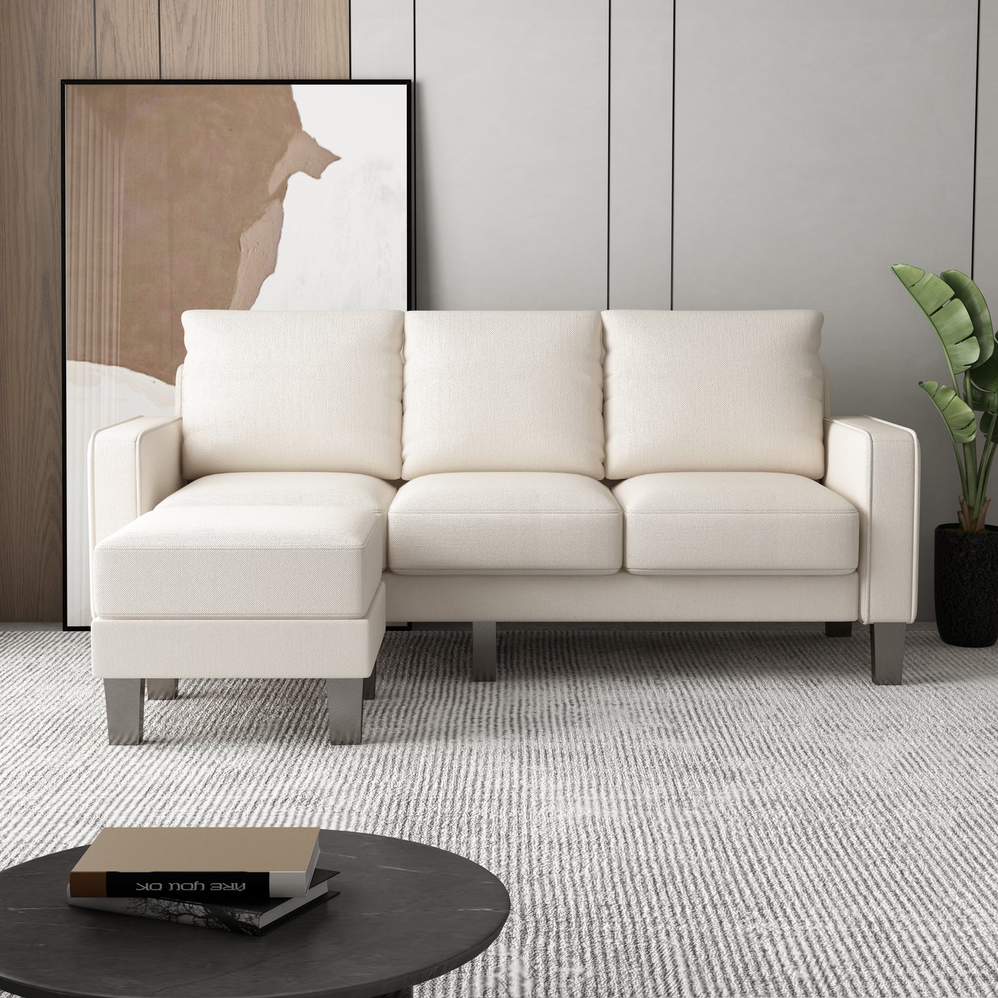 Modern Beige Fabric Sofa: 2 - 3 - 5 Seater for Living Spaces"