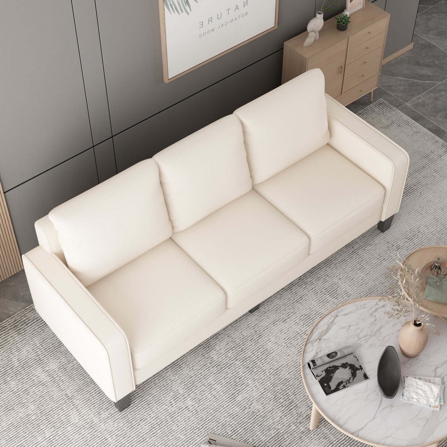 Modern Beige Fabric Sofa: 2 - 3 - 5 Seater for Living Spaces"
