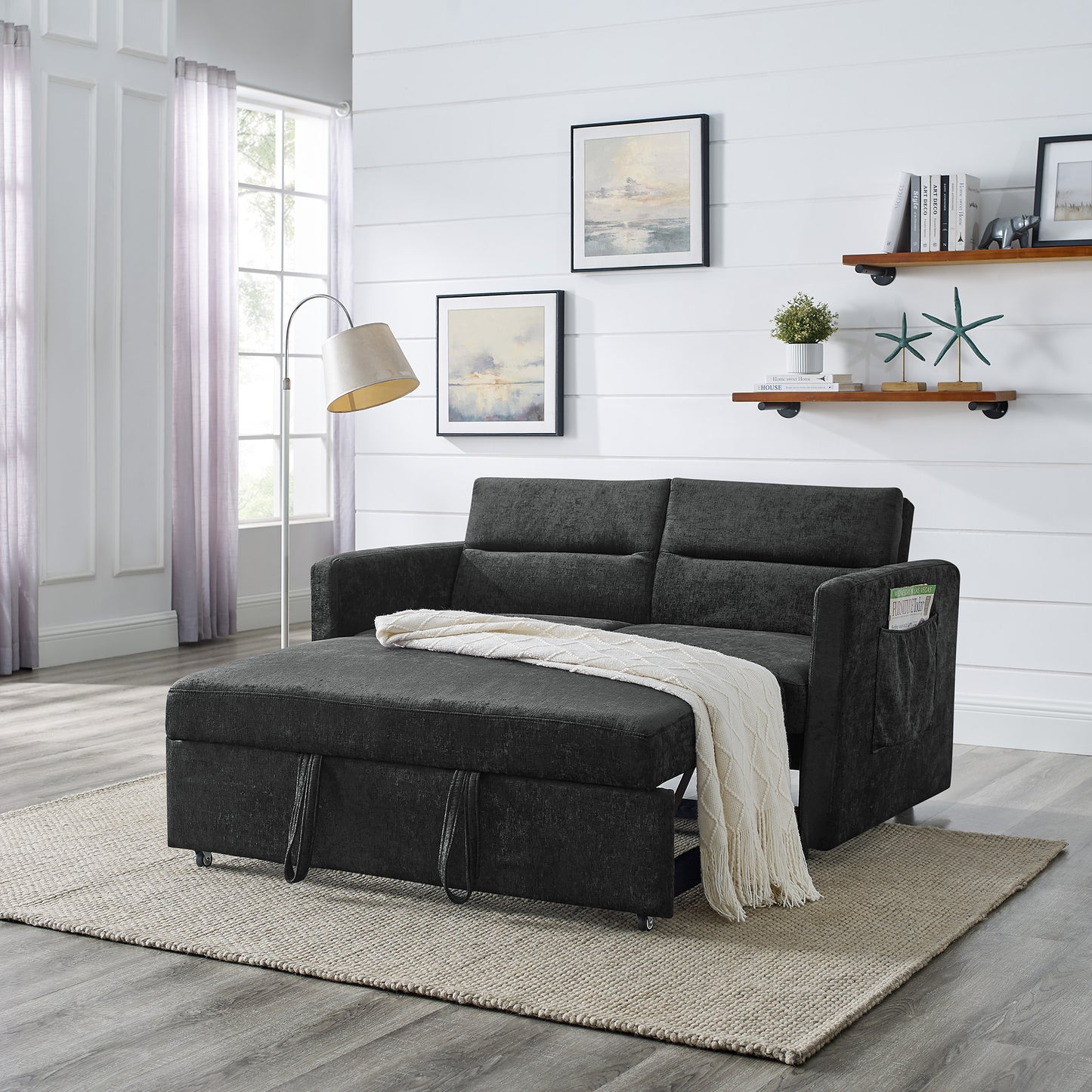 Loveseats Sofa Bed: Pull - out Bed, Adjustable Back, 2 Colors