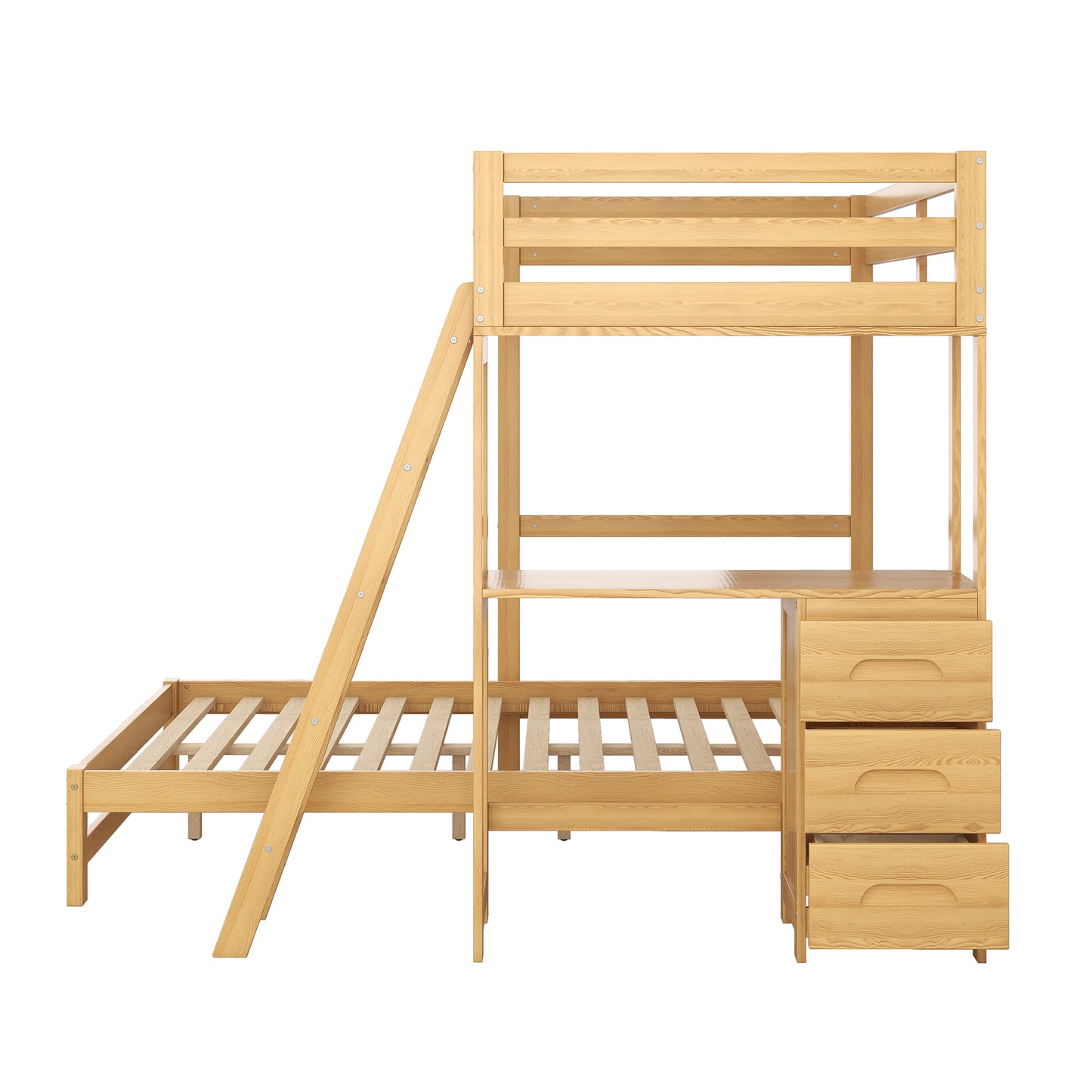 Bunk Bed with Desk and Drawers - Twin over Full Size