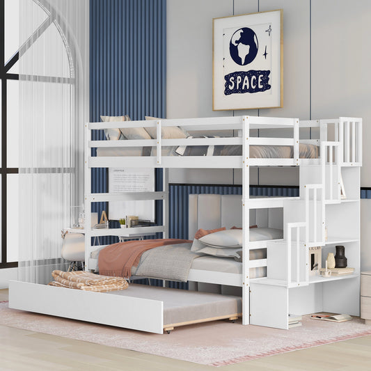 Twin Over Twin Bunk Beds - With Trundle & Stairway Storage