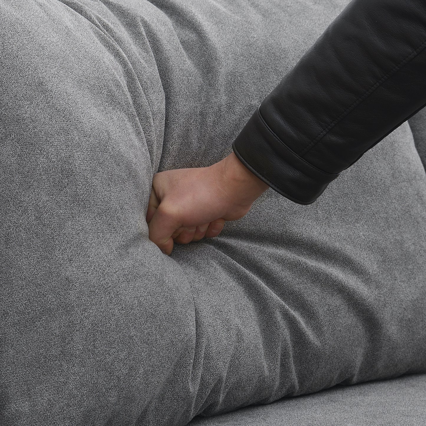 L - Shape Furniture Couch: 91*91", Modern Upholstery, 3 Pillows Dark Gray