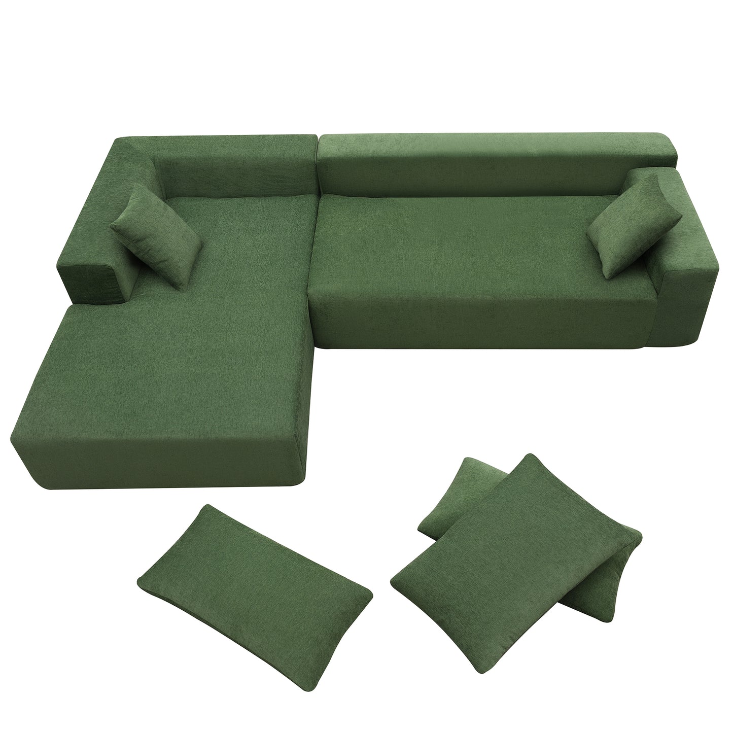 110" Minimalist Modular Sectional Sofa: Wrinkle - Resistant Chenille 3 Color