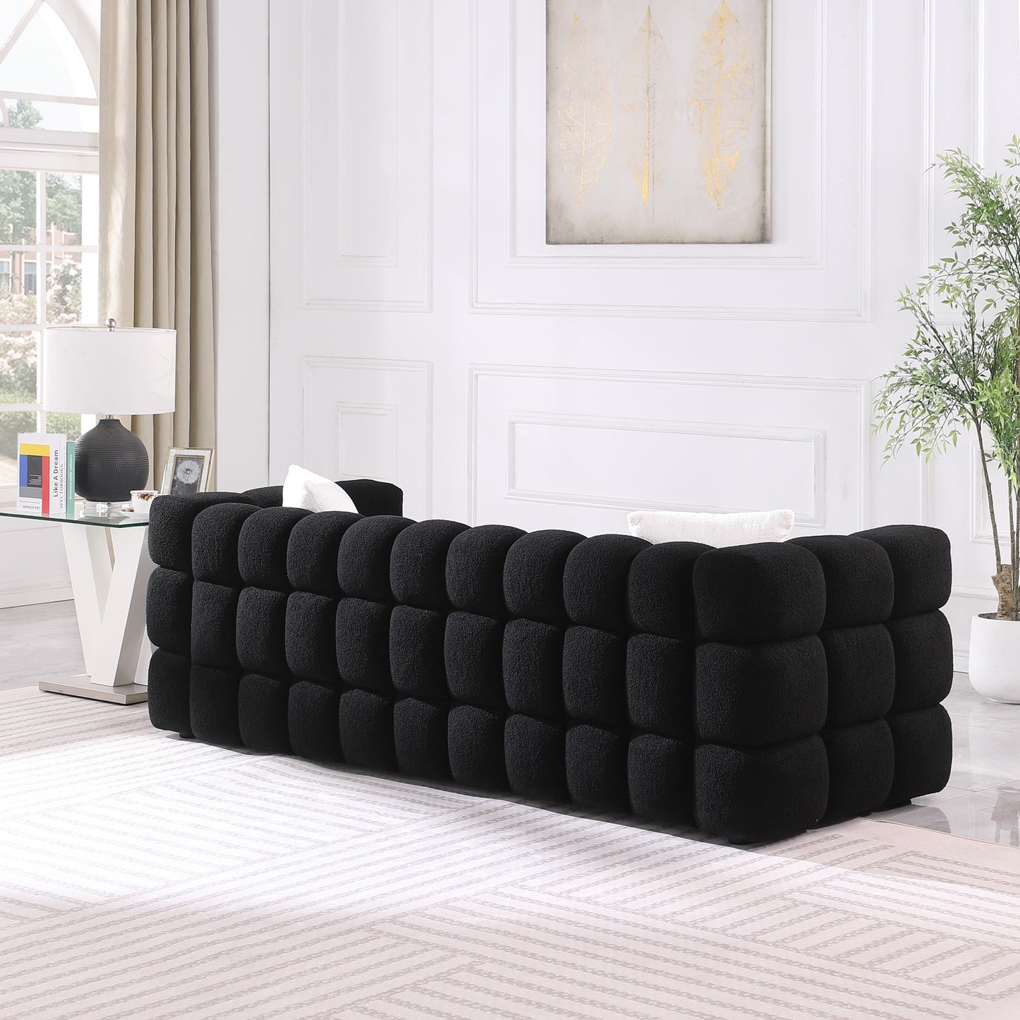 84.3“ 3 - Seater Marshmallow Boucle Sofa: Tailored for USA Body Structure, 3 Colors，