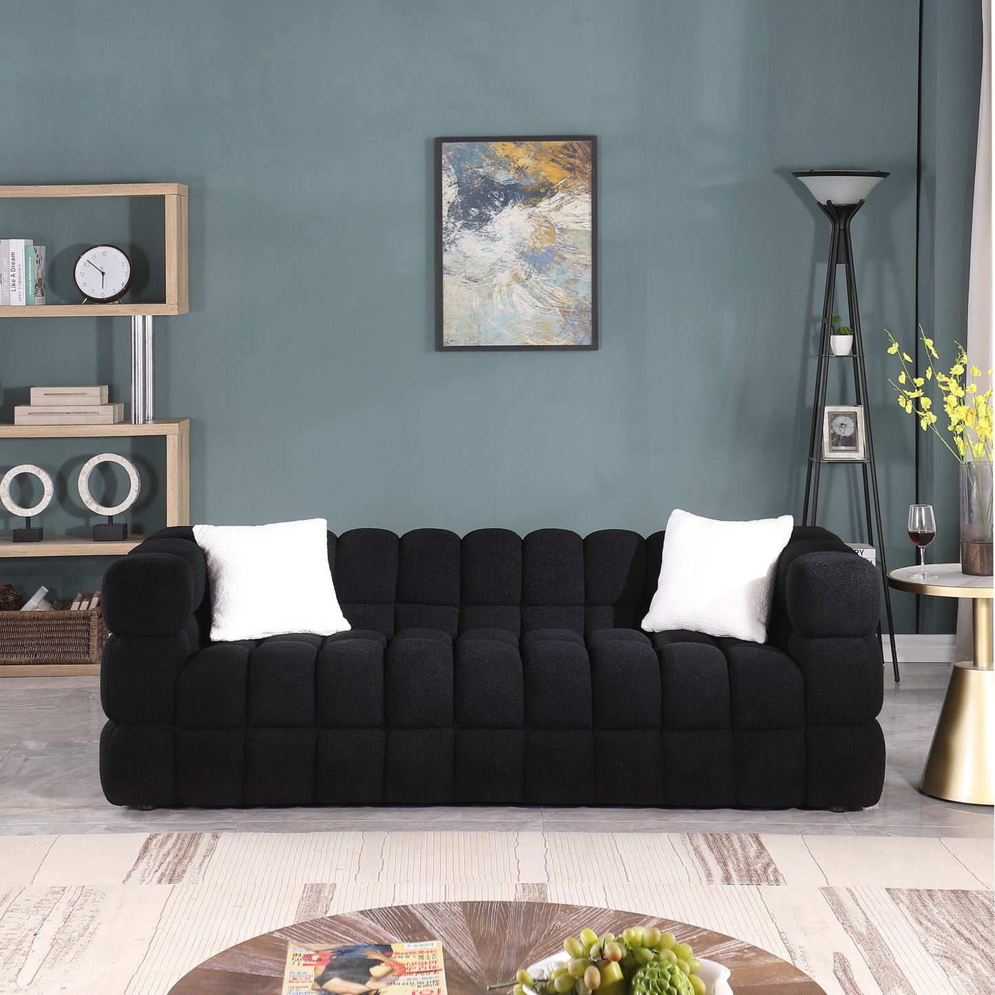 84.3“ 3 - Seater Marshmallow Boucle Sofa: Tailored for USA Body Structure, 3 Colors，