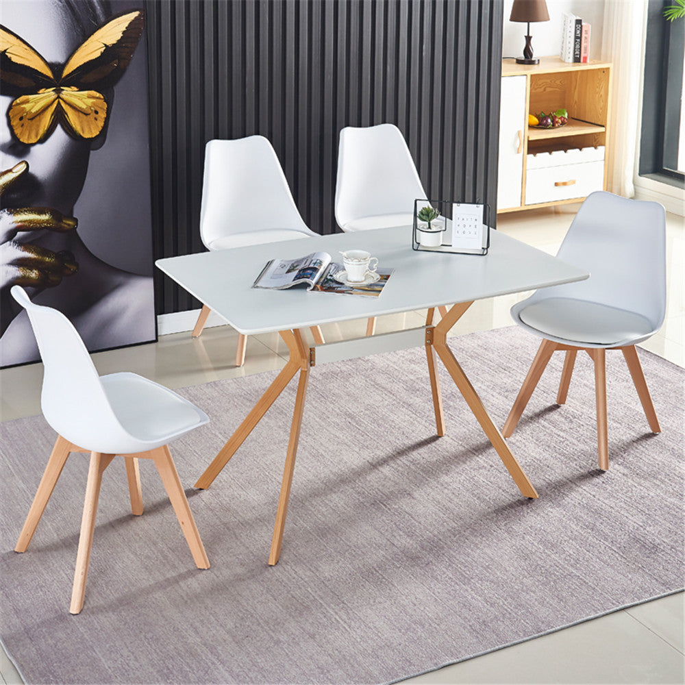 Modern Minimalist Dining Table – MDF Anti-Scratch Top, Metal Legs for Dining Room, Kitchen, Office