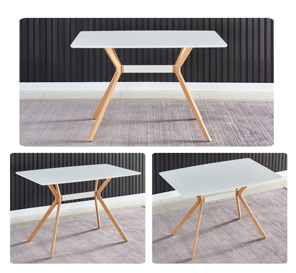 Modern Minimalist Dining Table – MDF Anti-Scratch Top, Metal Legs for Dining Room, Kitchen, Office