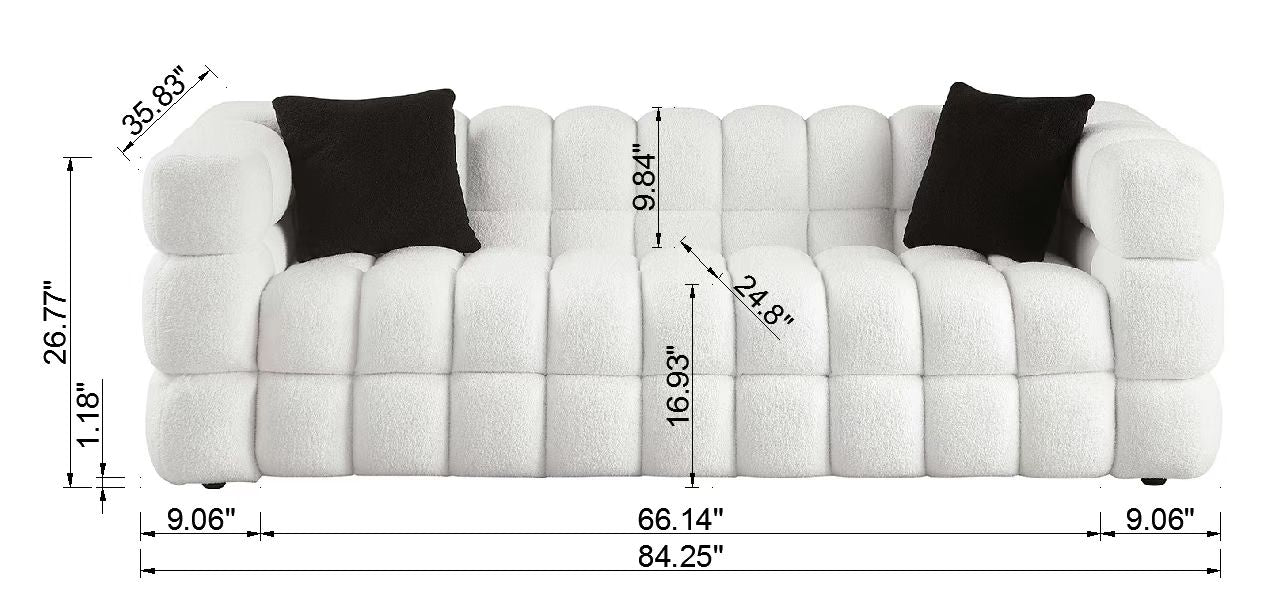 84.3“ 3 - Seater Marshmallow Boucle Sofa: Tailored for USA Body Structure, 3 Colors，