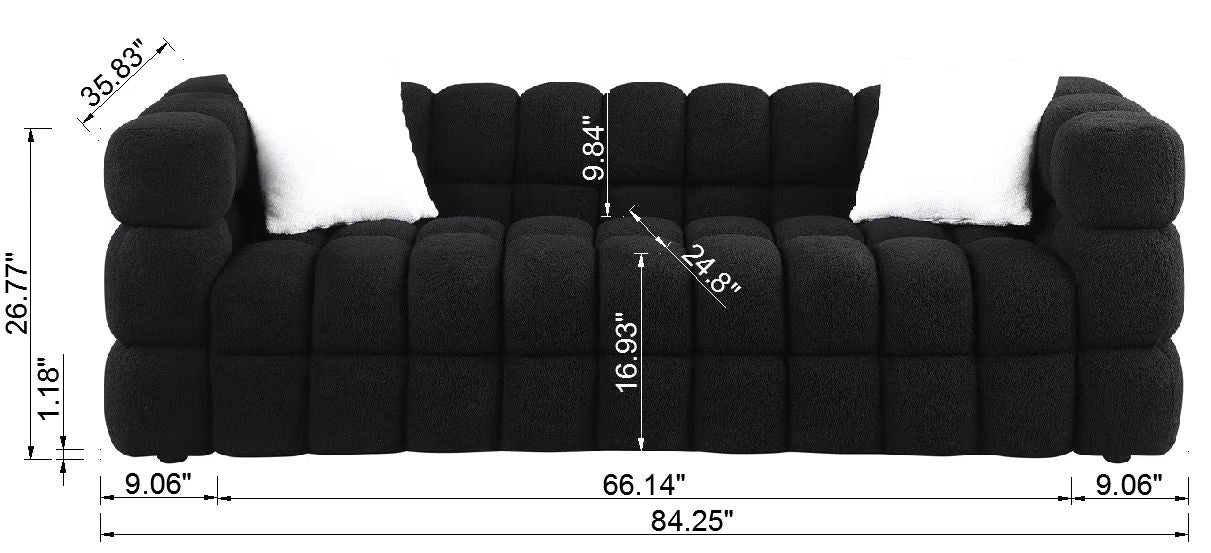 84.3“ 3 - Seater Marshmallow Boucle Sofa: Tailored for USA Body Structure, 3 Colors，