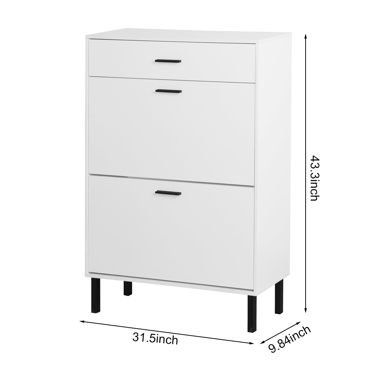 Shoe Cabinet, Freestanding Shoe Rack Storage Organizer with Drawers & Metal Legs