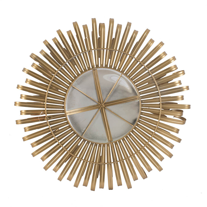 Decorative 27" Sunburst Golden Wall Mirror for Entryway