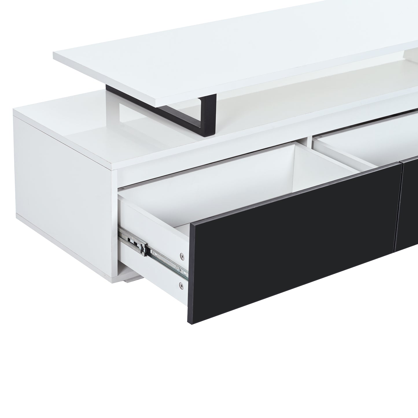 Minimalist Rectangle Extendable TV Stand, TV Cabinet with 2 Drawers and 1 Cabine