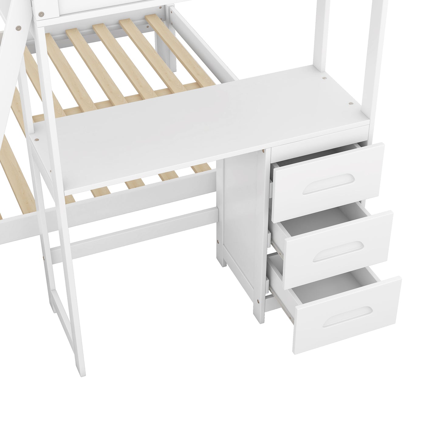 Bunk Bed with Desk and Drawers - Twin over Full Size