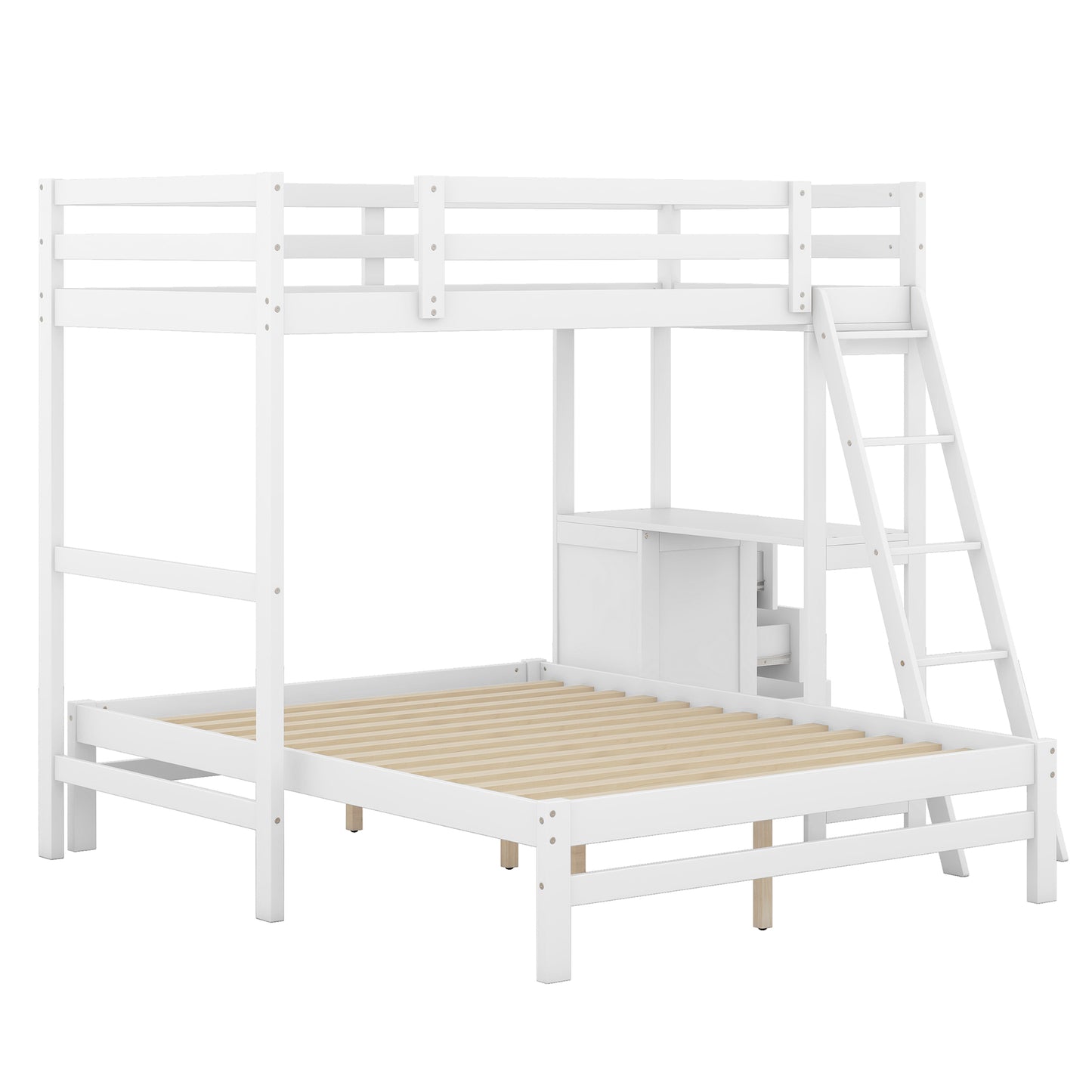 Bunk Bed with Desk and Drawers - Twin over Full Size