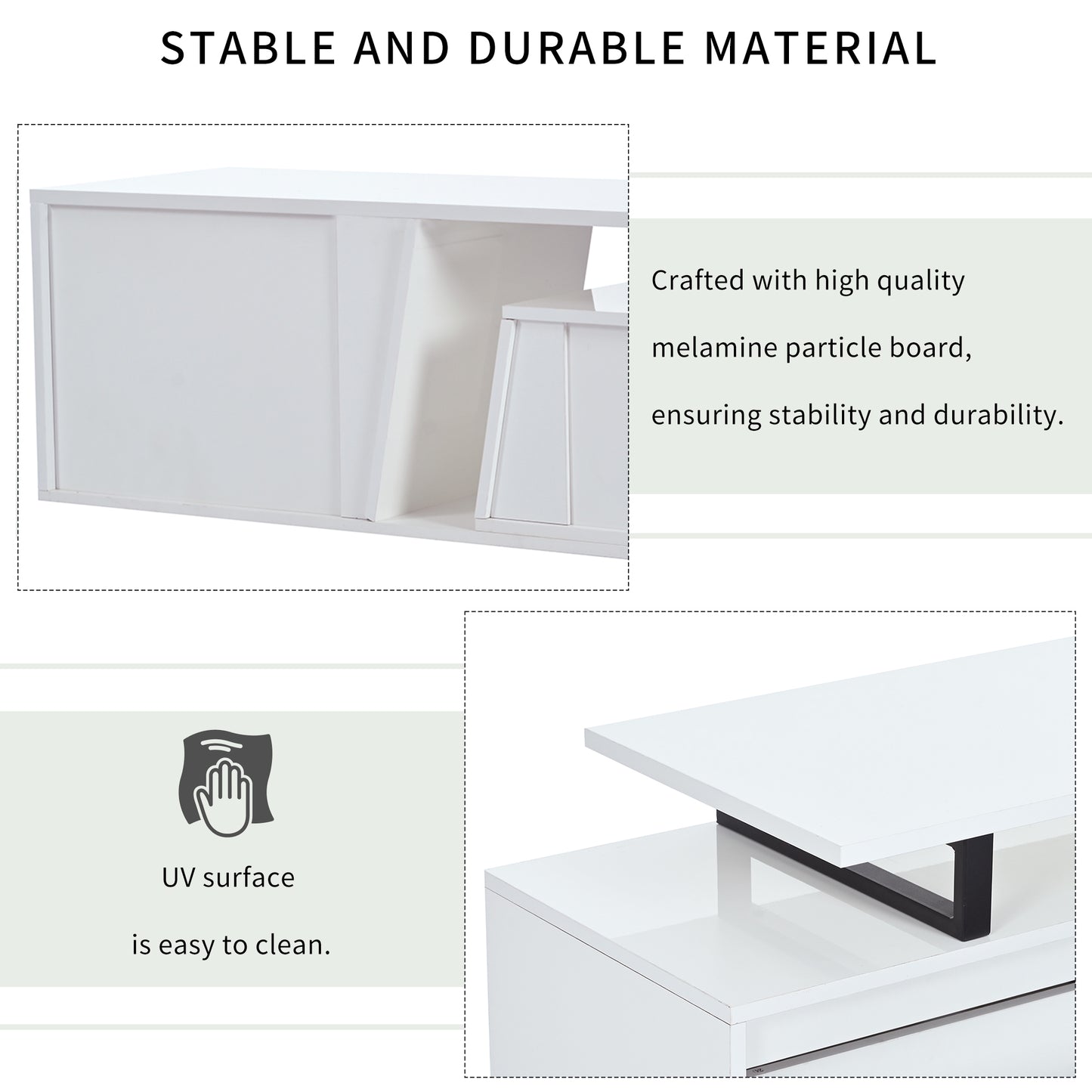 Minimalist Rectangle Extendable TV Stand, TV Cabinet with 2 Drawers and 1 Cabine