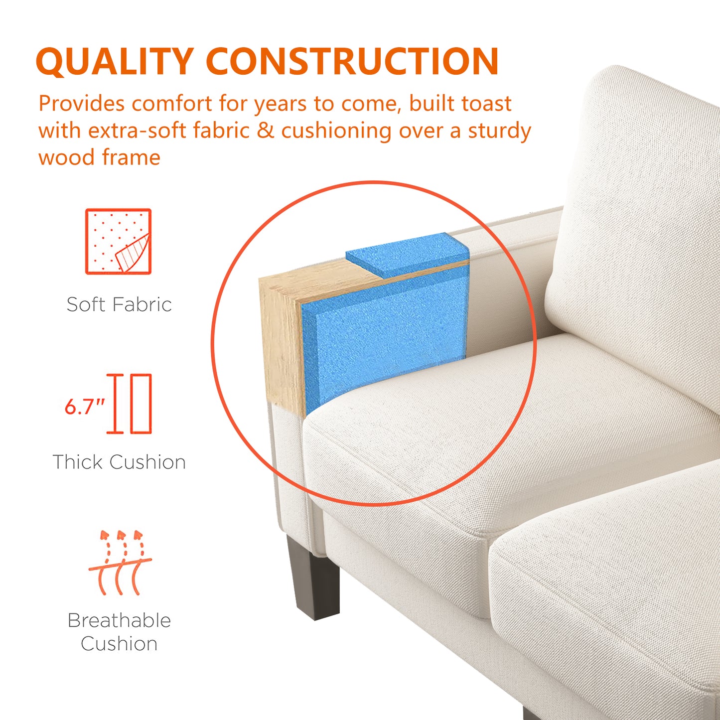 Modern Beige Fabric Sofa: 2 - 3 - 5 Seater for Living Spaces"